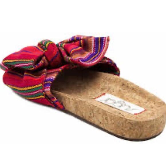 Sugar striped bow cork sole slip on slide sandals. New. Size 7. - Picture 2 of 9